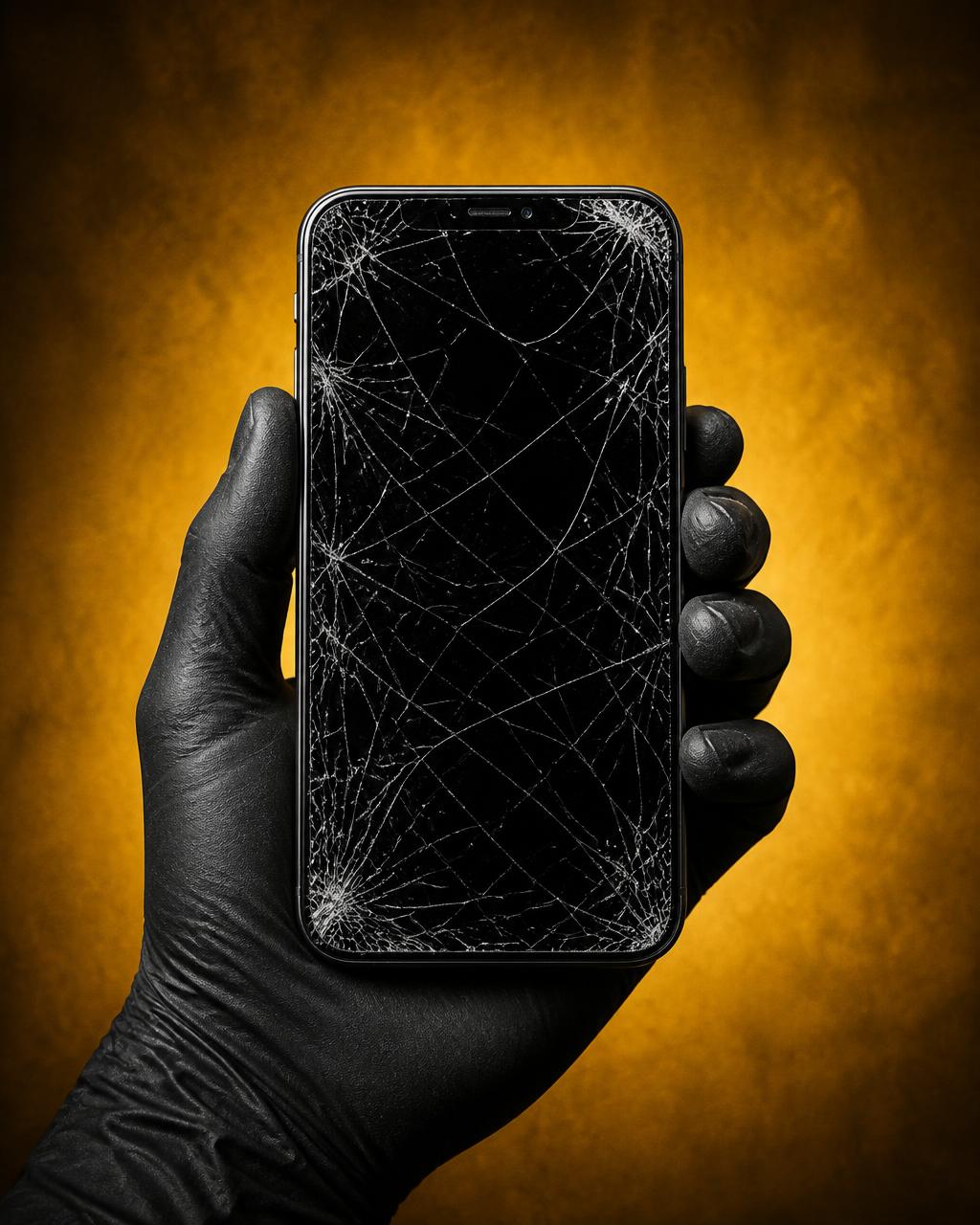 A cracked smartphone ready for eFixNow pickup